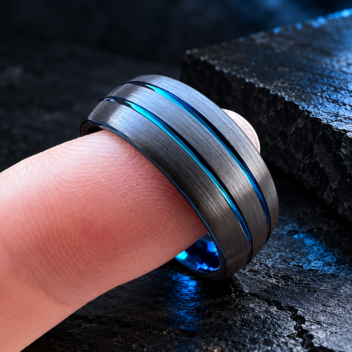 Tungsten Ring with Blue Inside