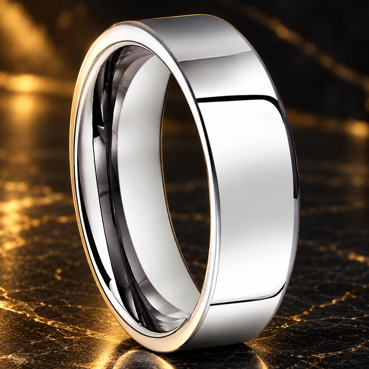 The Accord — Flat Polished Silver Tungsten Wedding Band