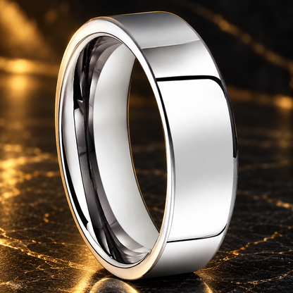 The Accord — Flat Polished Silver Tungsten Wedding Band