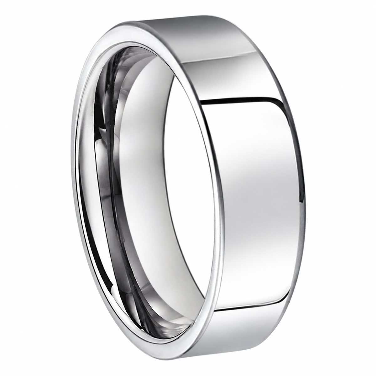 The Accord — Flat Polished Silver Tungsten Wedding Band