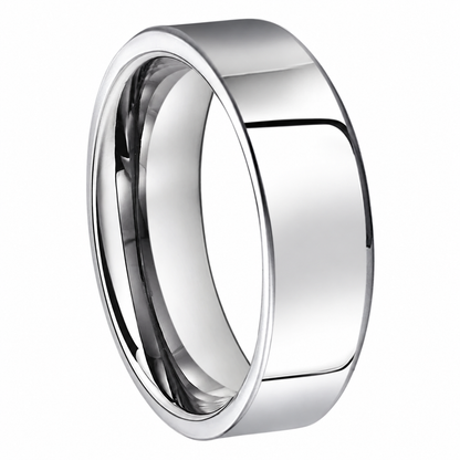The Accord — Flat Polished Silver Tungsten Wedding Band