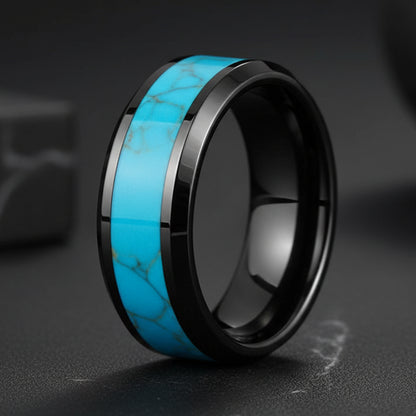Turquoise Inlay Tungsten Carbide Wedding Ring