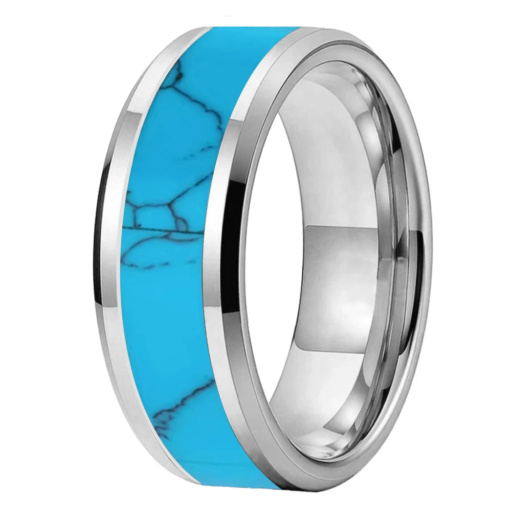 Turquoise Inlay Tungsten Carbide Wedding Ring