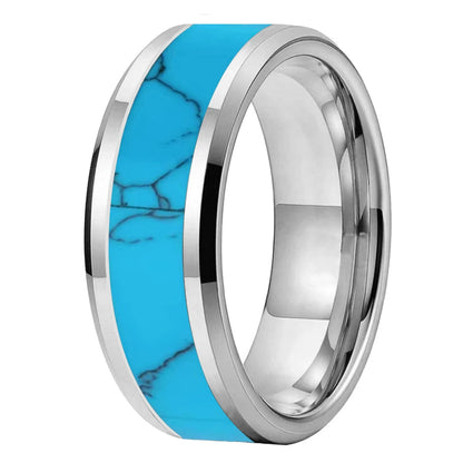 Turquoise Inlay Tungsten Carbide Wedding Ring