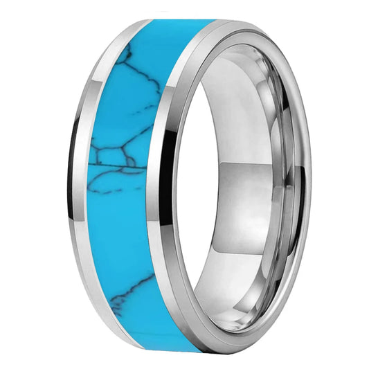 Turquoise Inlay Tungsten Carbide Wedding Ring
