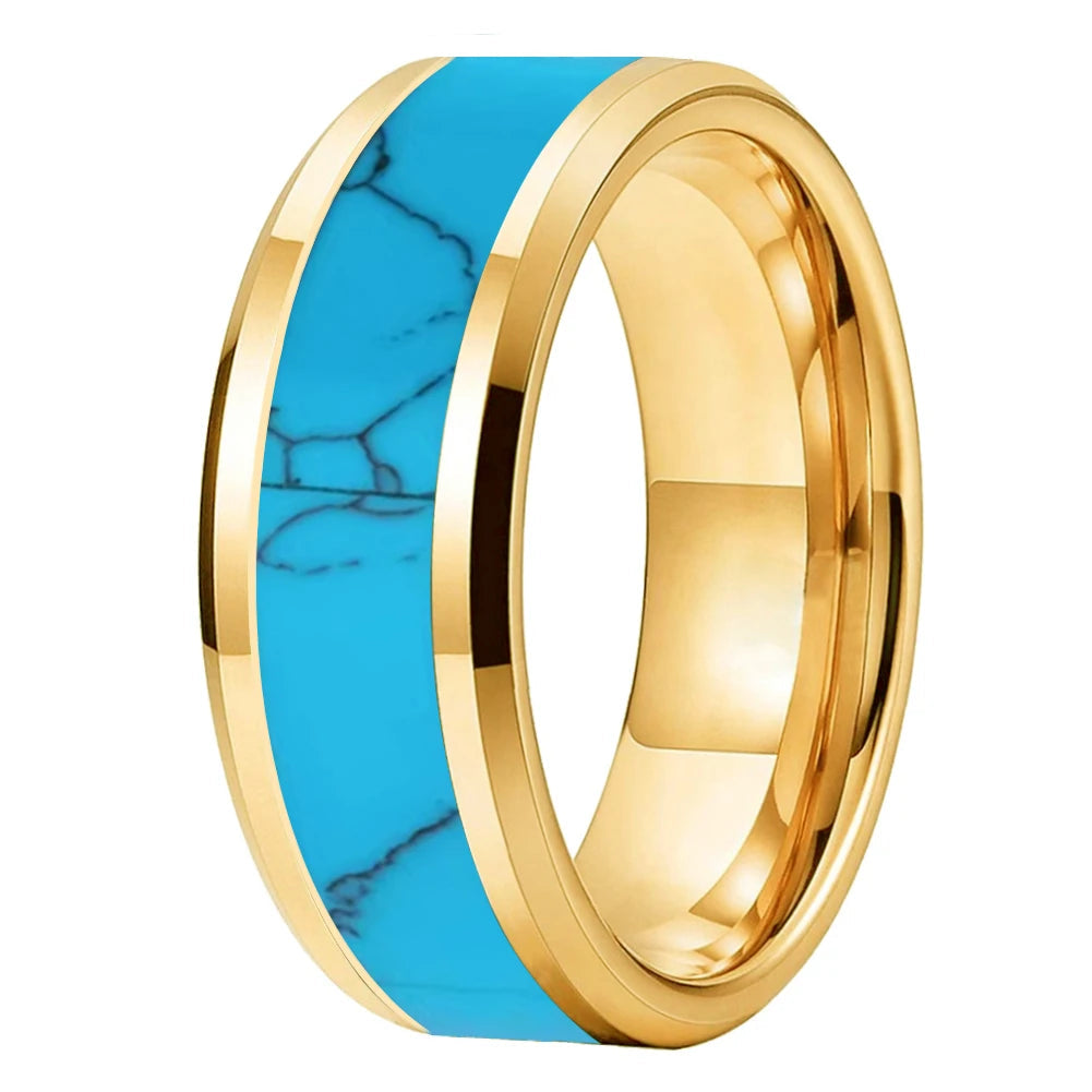 Turquoise Inlay Tungsten Carbide Wedding Ring