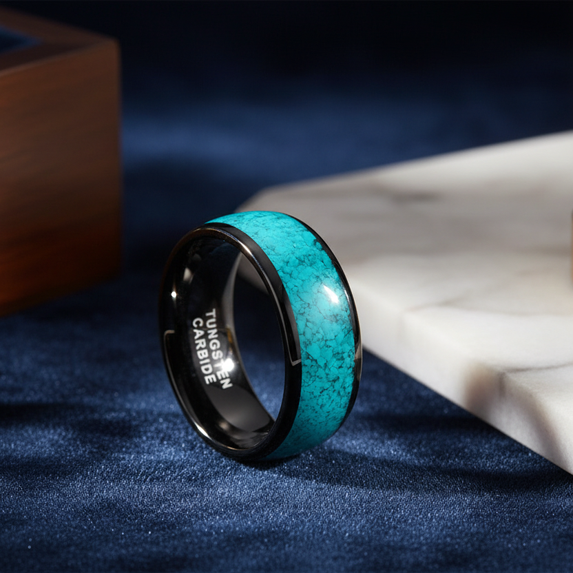 Turquoise Tungsten Wedding Ring