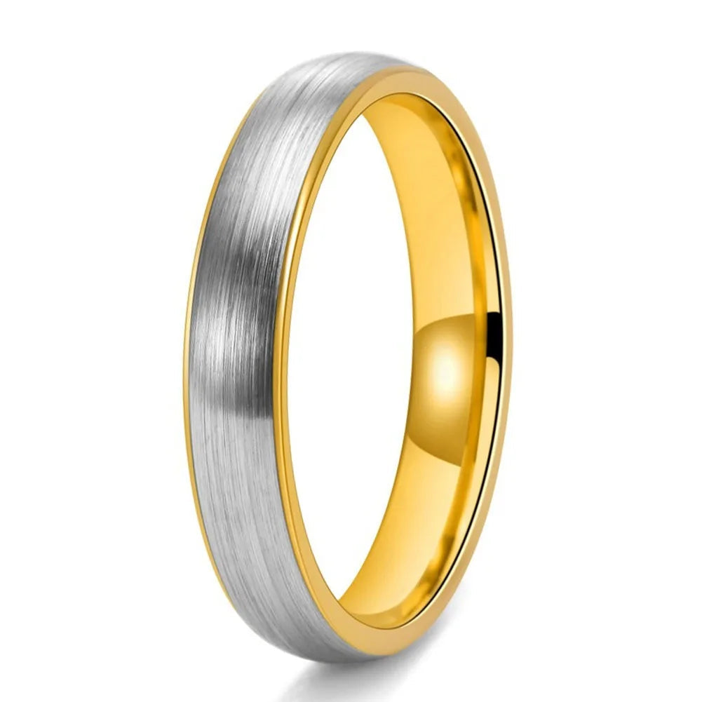 Two-Tone Brushed Silver Tungsten Wedding ring