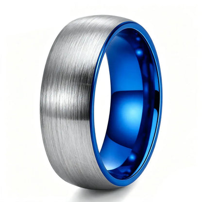 Two-Tone Brushed Silver Tungsten Wedding ring
