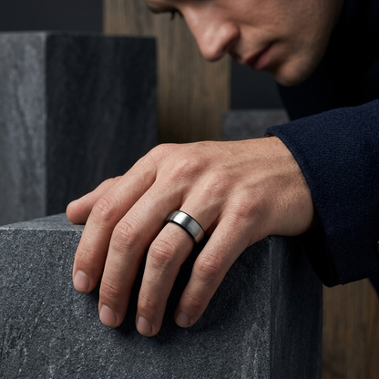 Two-Tone Brushed Silver Tungsten ring