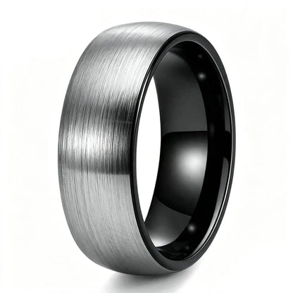 Two-Tone Brushed Silver Tungsten ring