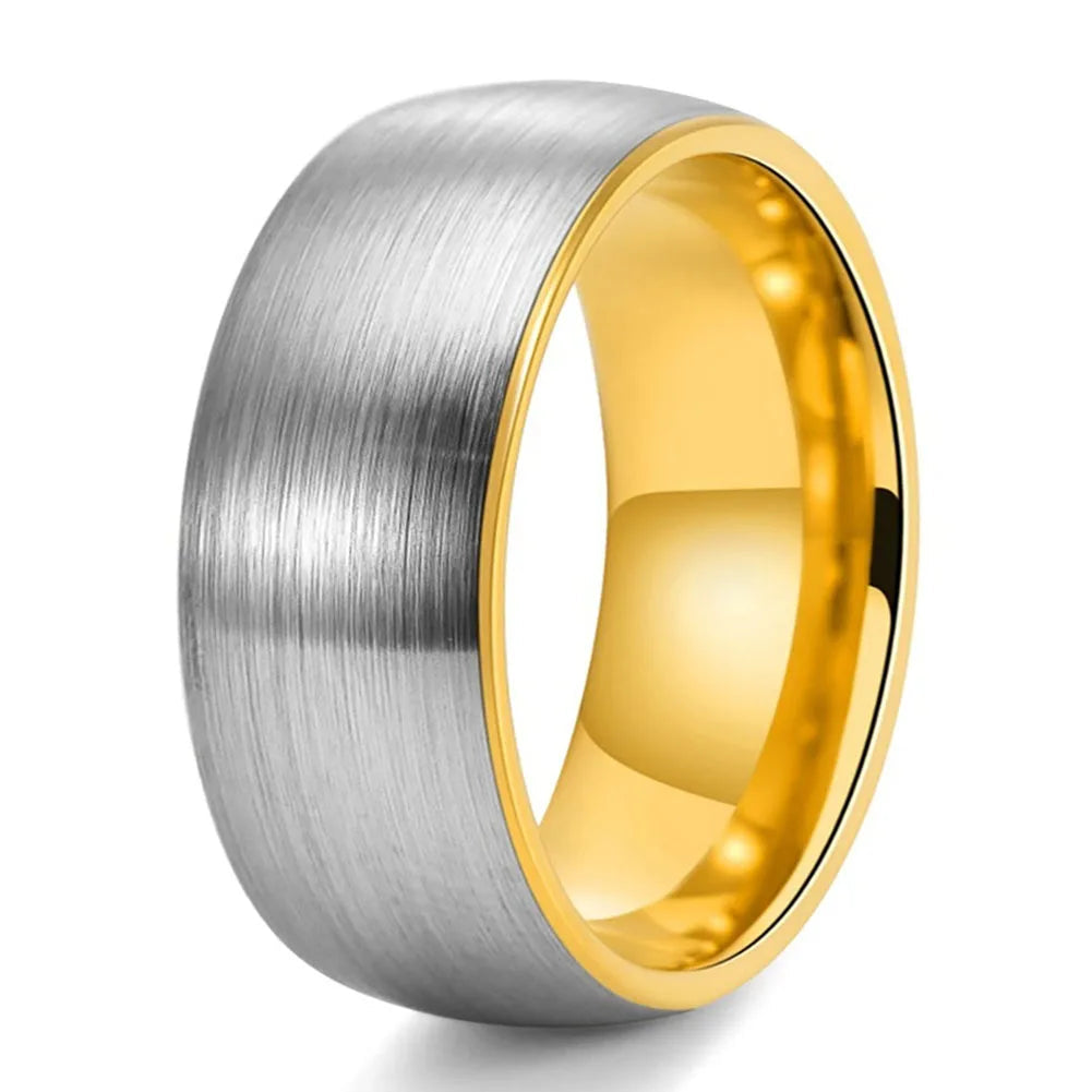 Two-Tone Brushed Silver Tungsten ring
