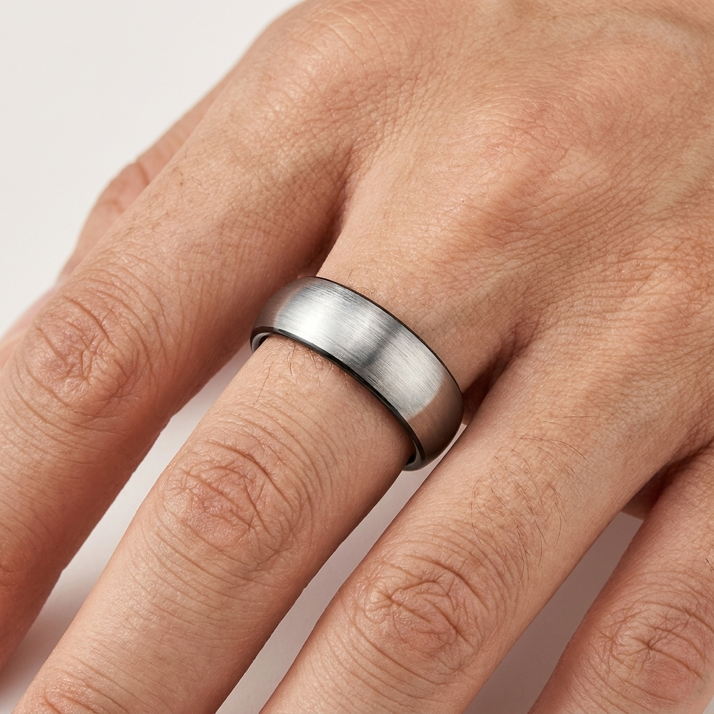 Two-Tone Brushed Silver Tungsten Wedding Band