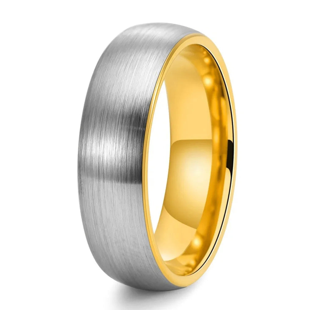Two-Tone Brushed Silver Tungsten Wedding ring