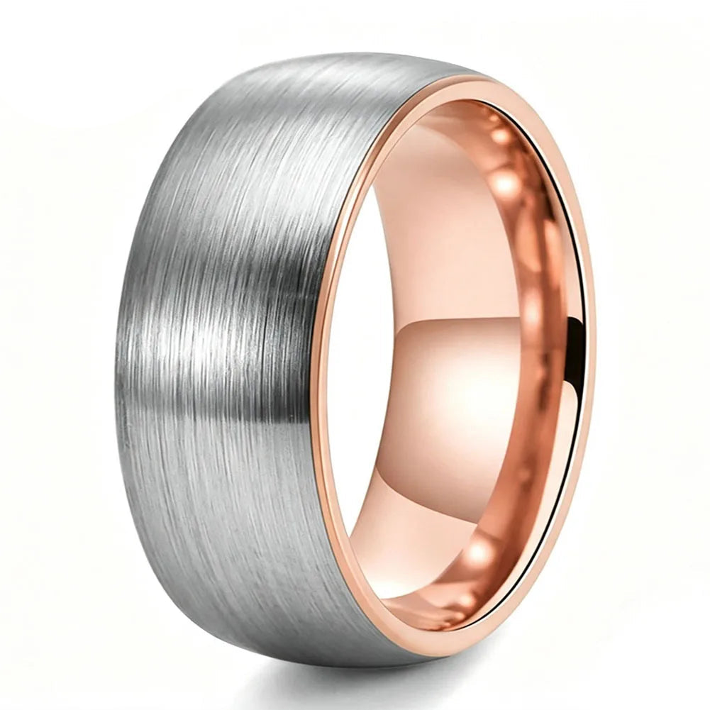 Two-Tone Brushed Silver Tungsten ring