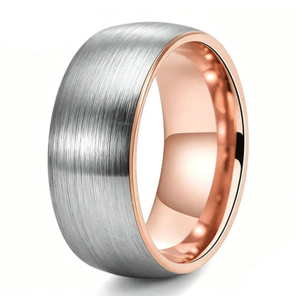Two-Tone Brushed Silver Tungsten ring