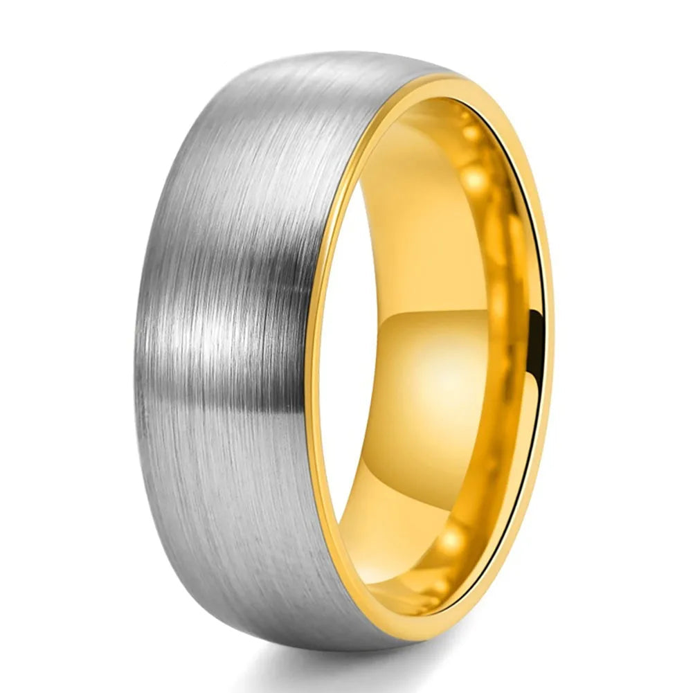 Two-Tone Brushed Silver Tungsten ring