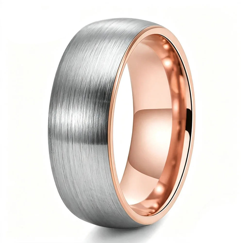 Two-Tone Brushed Silver Tungsten ring