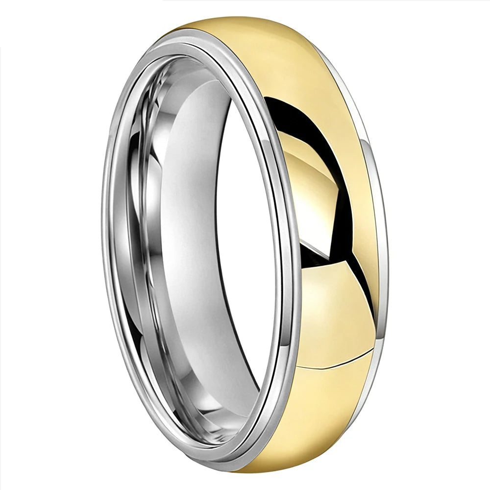 Two-Tone Gold & Pink Tungsten Ring with Mirror Finish