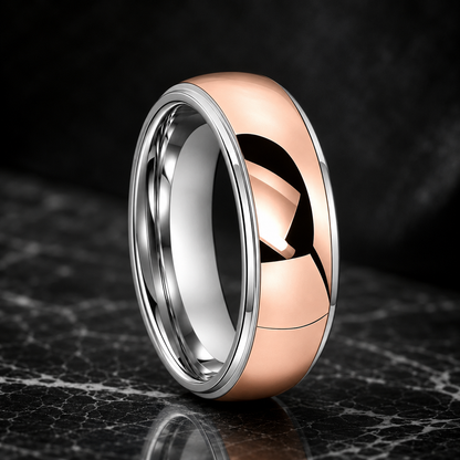Two-Tone Gold & Pink Tungsten Ring with Mirror Finish