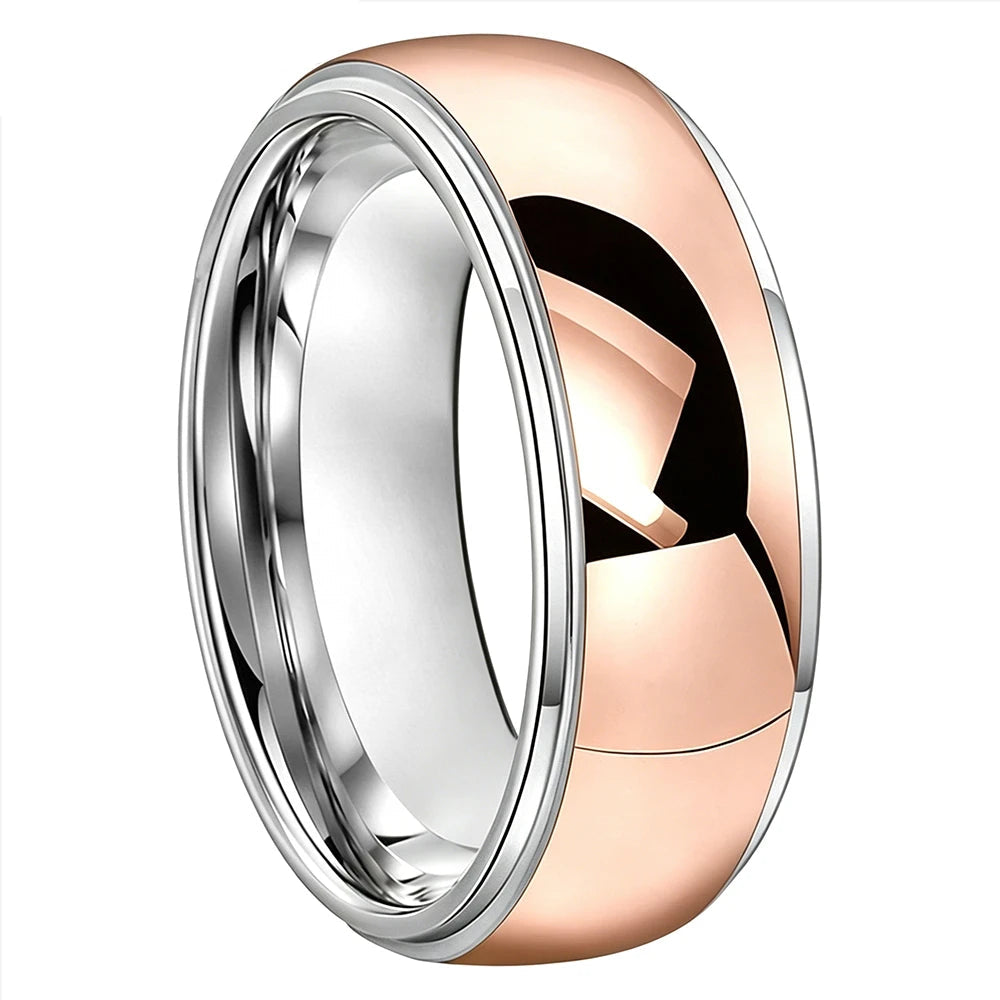 Two-Tone Gold & Pink Tungsten Ring with Mirror Finish