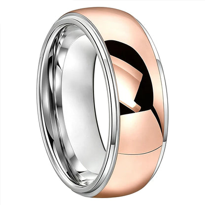 Two-Tone Gold & Pink Tungsten Ring with Mirror Finish