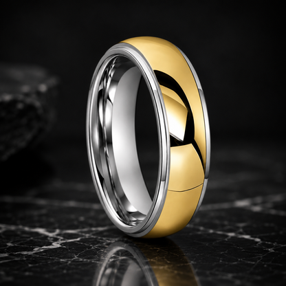 Two-Tone Gold & Pink Tungsten Ring with Mirror Finish