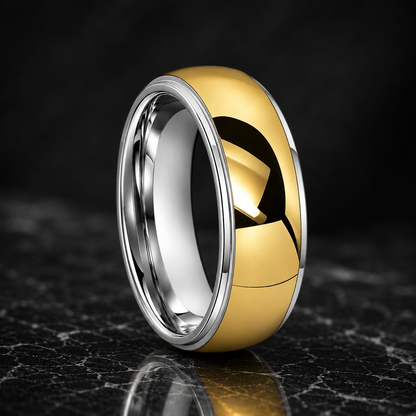 Two-Tone Gold & Pink Tungsten Ring with Mirror Finish