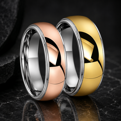 Two-Tone Gold & Pink Tungsten Ring with Mirror Finish