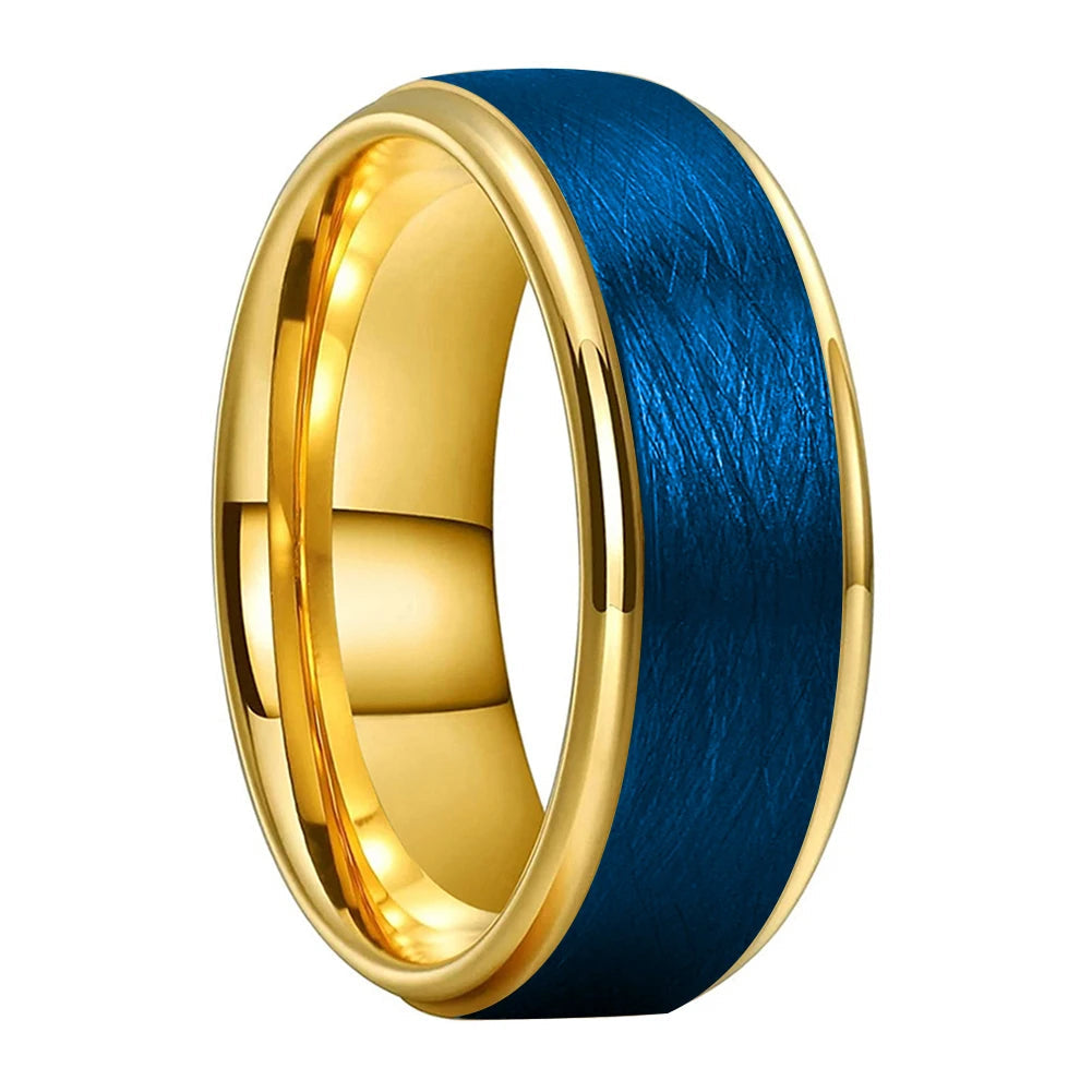 Two-Tone Stepped Tungsten Carbide Ring - Brushed Finish (8mm)