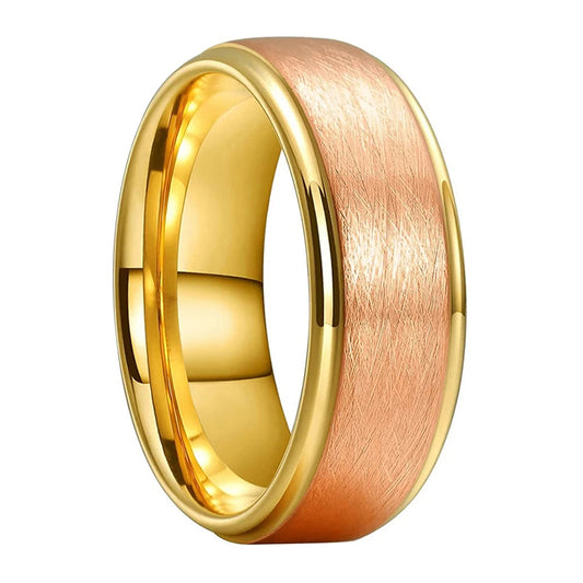 Two-Tone Stepped Tungsten Carbide Ring - Brushed Finish (8mm)