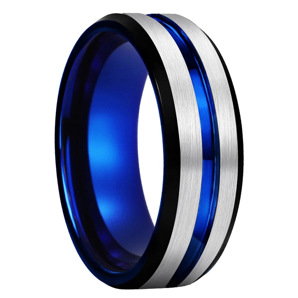 Two Tone Tungsten Mens Wedding Band