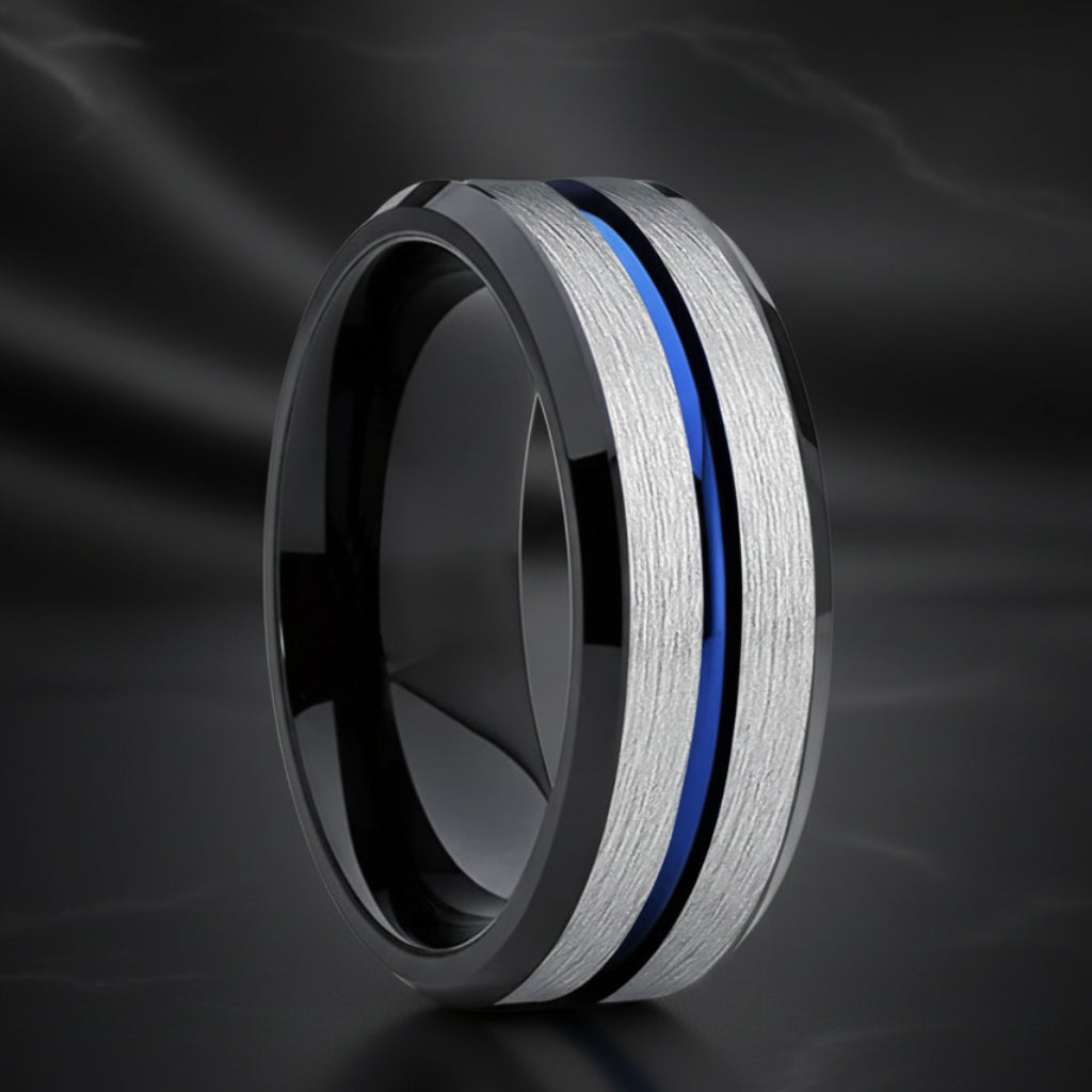Two Tone Tungsten Mens Wedding Band
