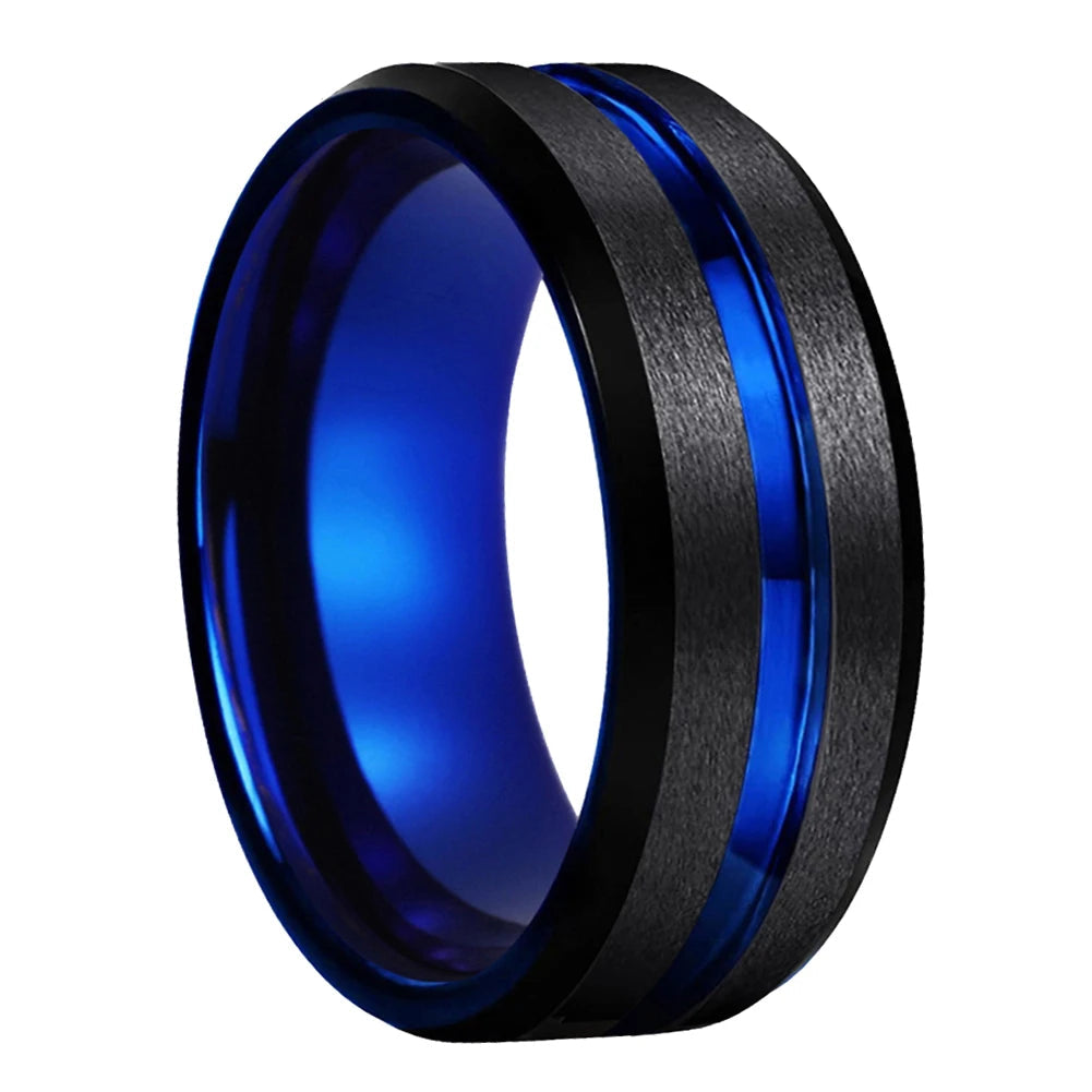 Two Tone Tungsten Mens Wedding Band