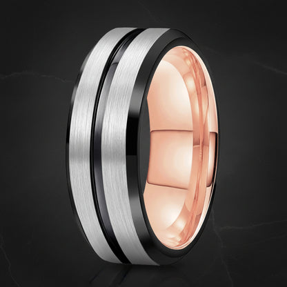 Two Tone Tungsten Mens Wedding Band