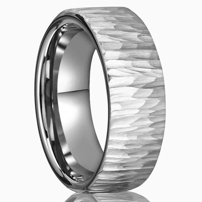 Vintage Silvery Bark Tungsten Wedding Ring for Men