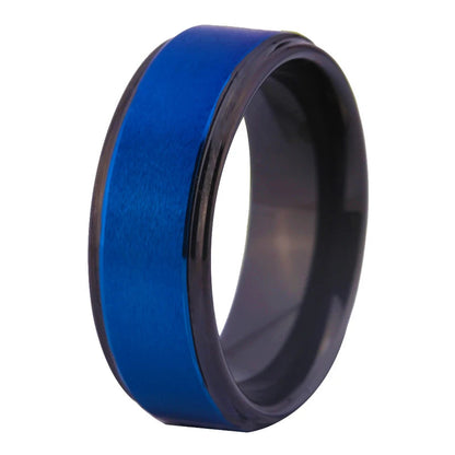 Wedding Band Black Tungsten Carbide Ring With Blue Surface