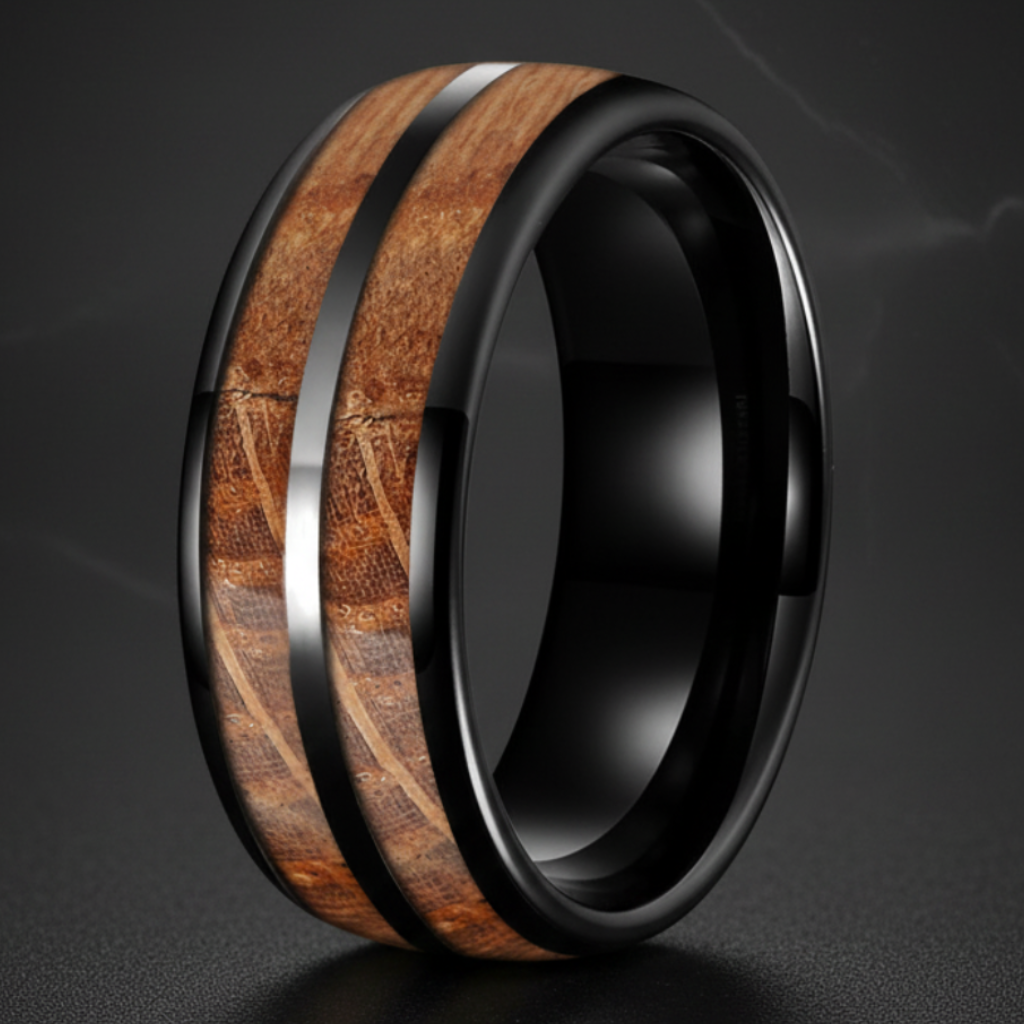 Whiskey Barrel Tungsten Wedding Band 