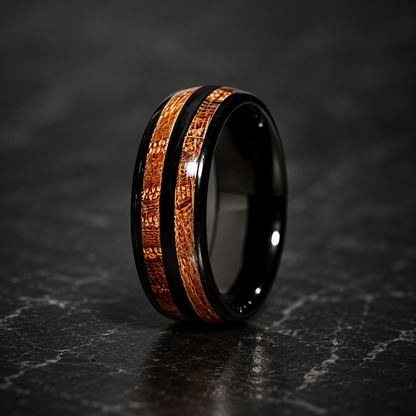 Whiskey Wood Tungsten Wedding Band