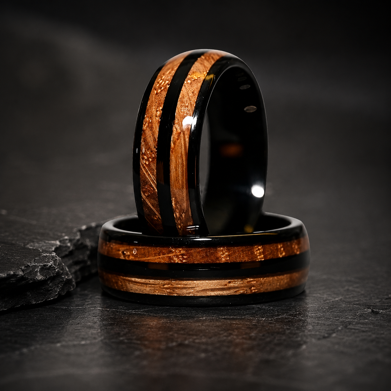 Whiskey Wood Tungsten Wedding Band