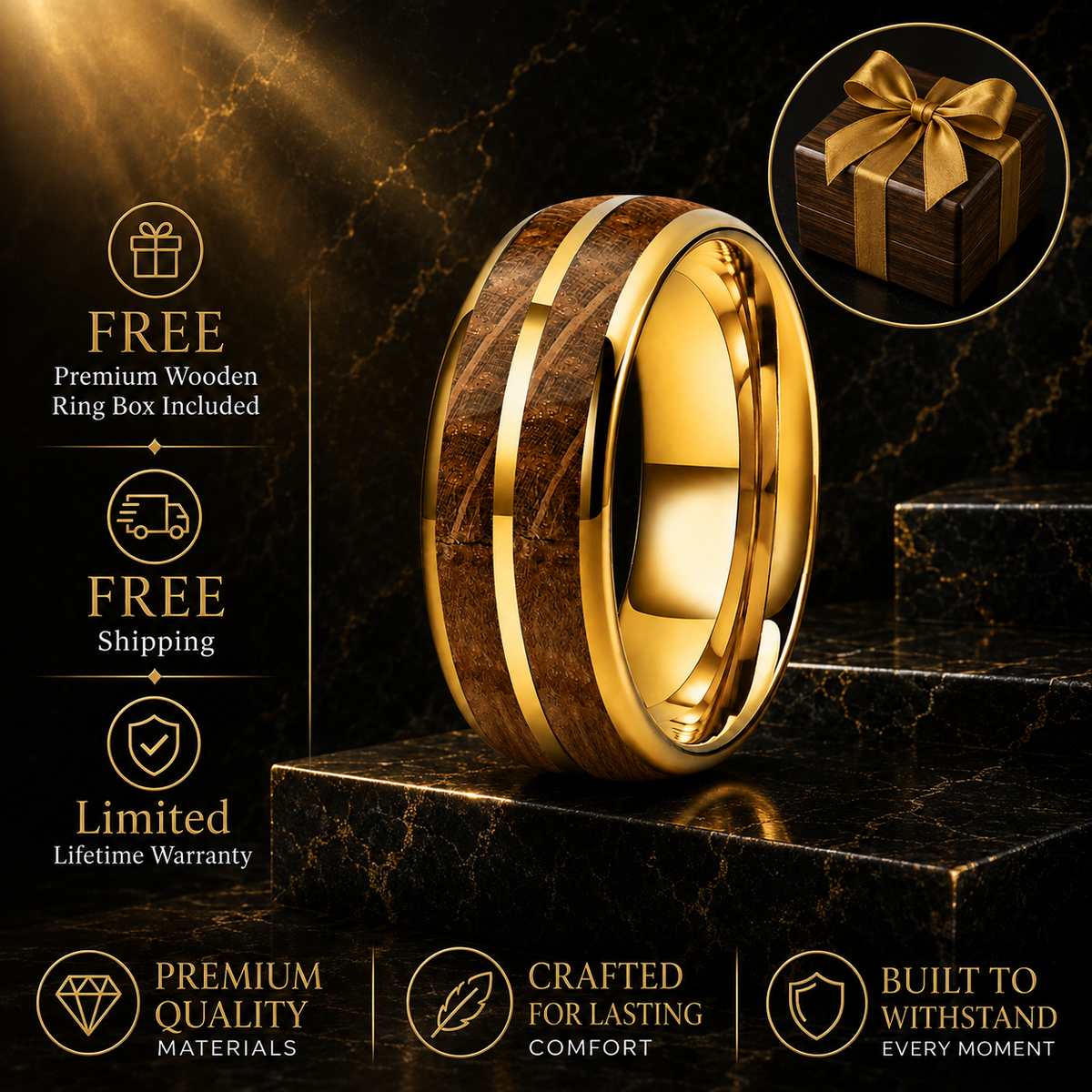 Whiskey Barrel Tungsten Wedding Band