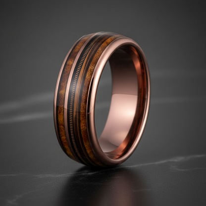 Whiskey Barrel Wood Inlay Ring