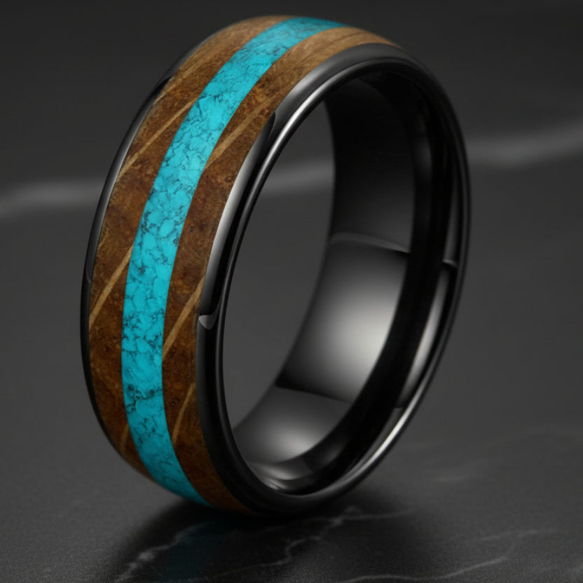 Whiskey_Barrel_Oak_Turquoise_Tungsten_Wedding_Band