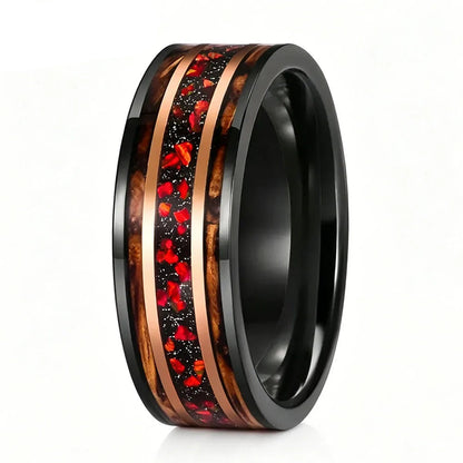 Whiskey Barrel Wood & Red Dinosaur Bone ring