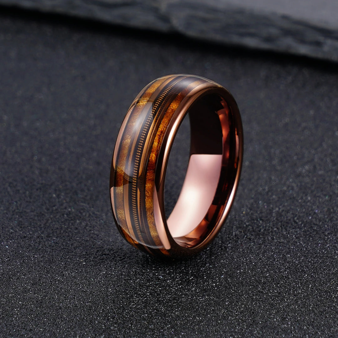 Whiskey Barrel Wood Inlay Ring