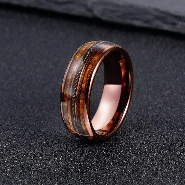 Whiskey Barrel Wood Inlay Ring