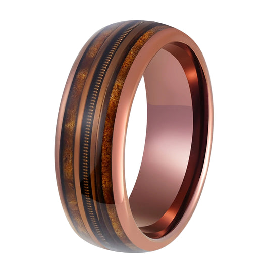 Whiskey Barrel Wood Inlay Ring