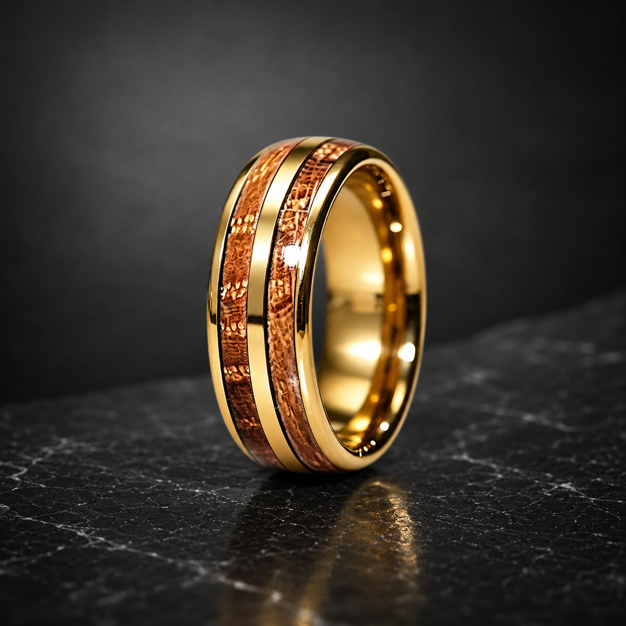 Whiskey Wood Tungsten Wedding Band