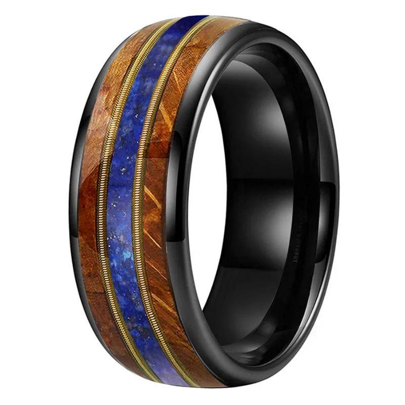 Whiskey_Wood_Guitar_String_Lapis_Tungsten_Ring