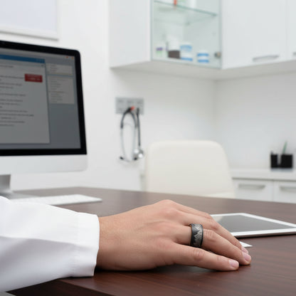 Whiskey Wood Liner And Mountain Etched Tungsten Carbide Ring